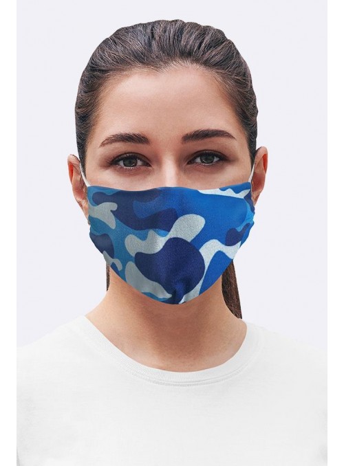 Blue Camouflage Cotton Face Mask