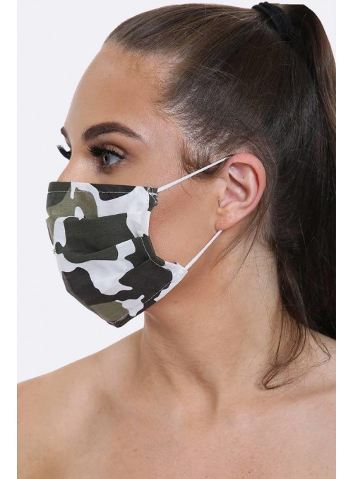Unisex Pleated Camouflage Face Mask Green