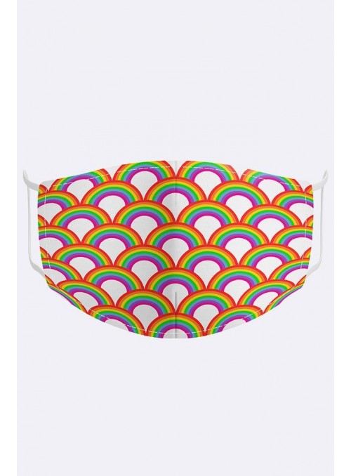 Multi Rainbow Heart Print Cotton Face Mask