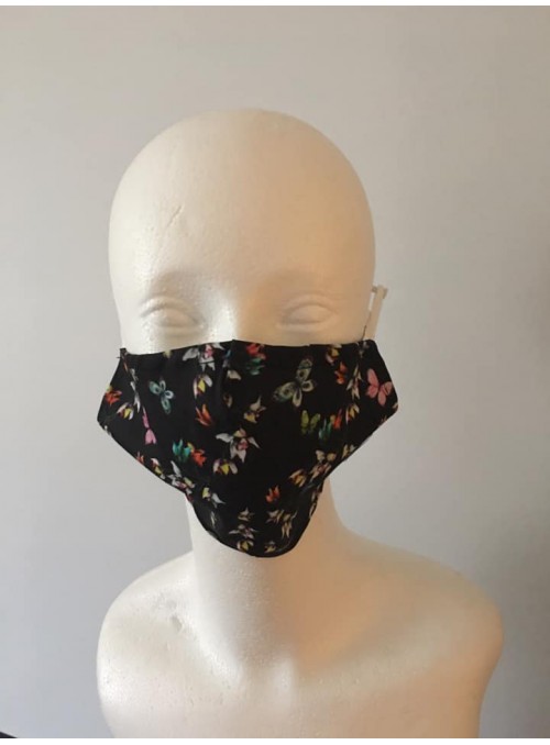 Small Butterfly Black  Cotton Face Mask