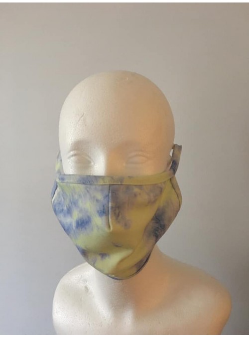 Blue and Yellow Tie Dye Cotton Face Mask