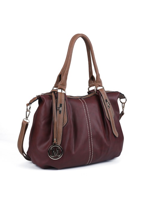 Classic fashionable Solid colour Pu Handbag with shoulder strap