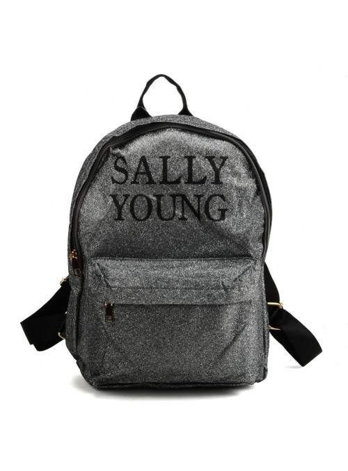 SY2182 BLACK&amp;SILVER - Fashion Backpack With Letter Printing