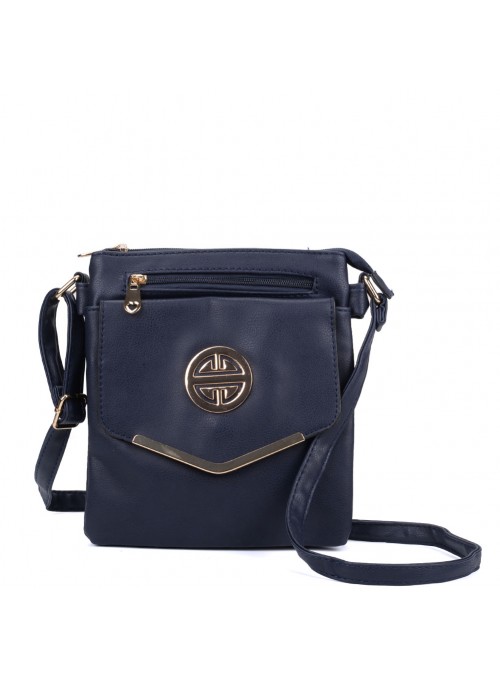 Classic Cross Body Bag With Metal Detail Navy