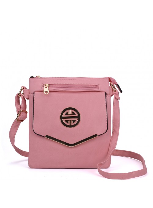 Classic Cross Body Bag With Metal Detail Pink
