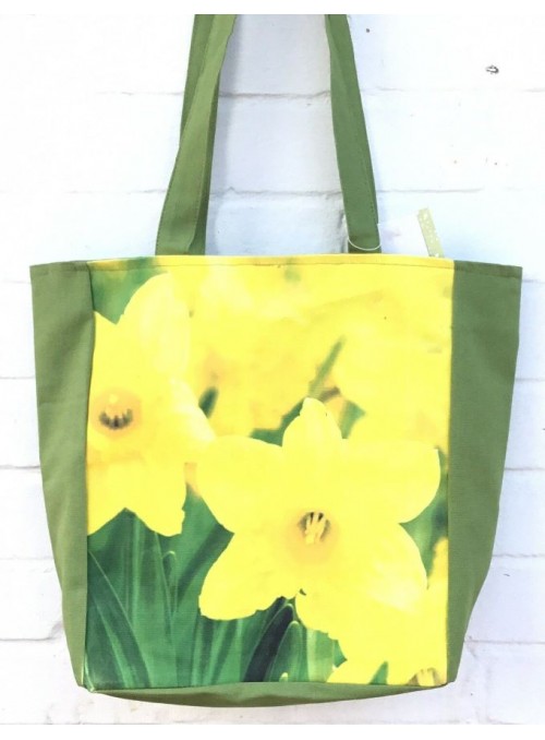 Bag for Life green with yellow Daffodil shopper