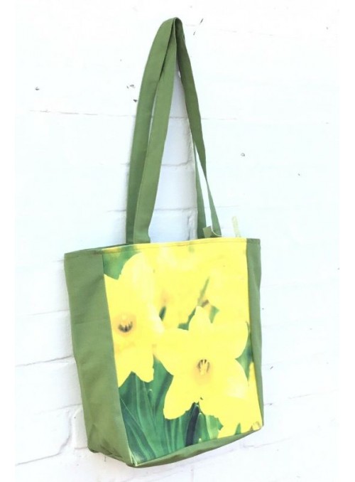 Bag for Life green with yellow Daffodil shopper